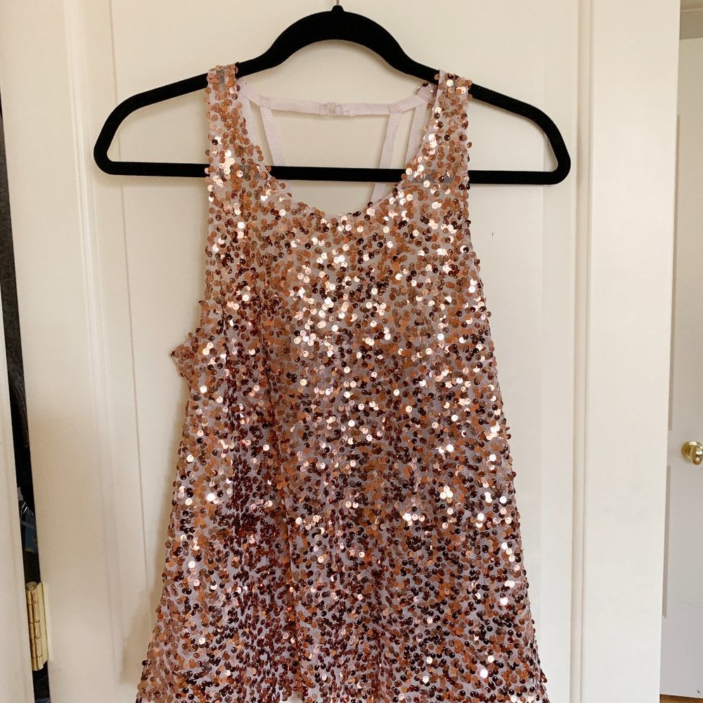 Free People Rose Gold Sequin Tank